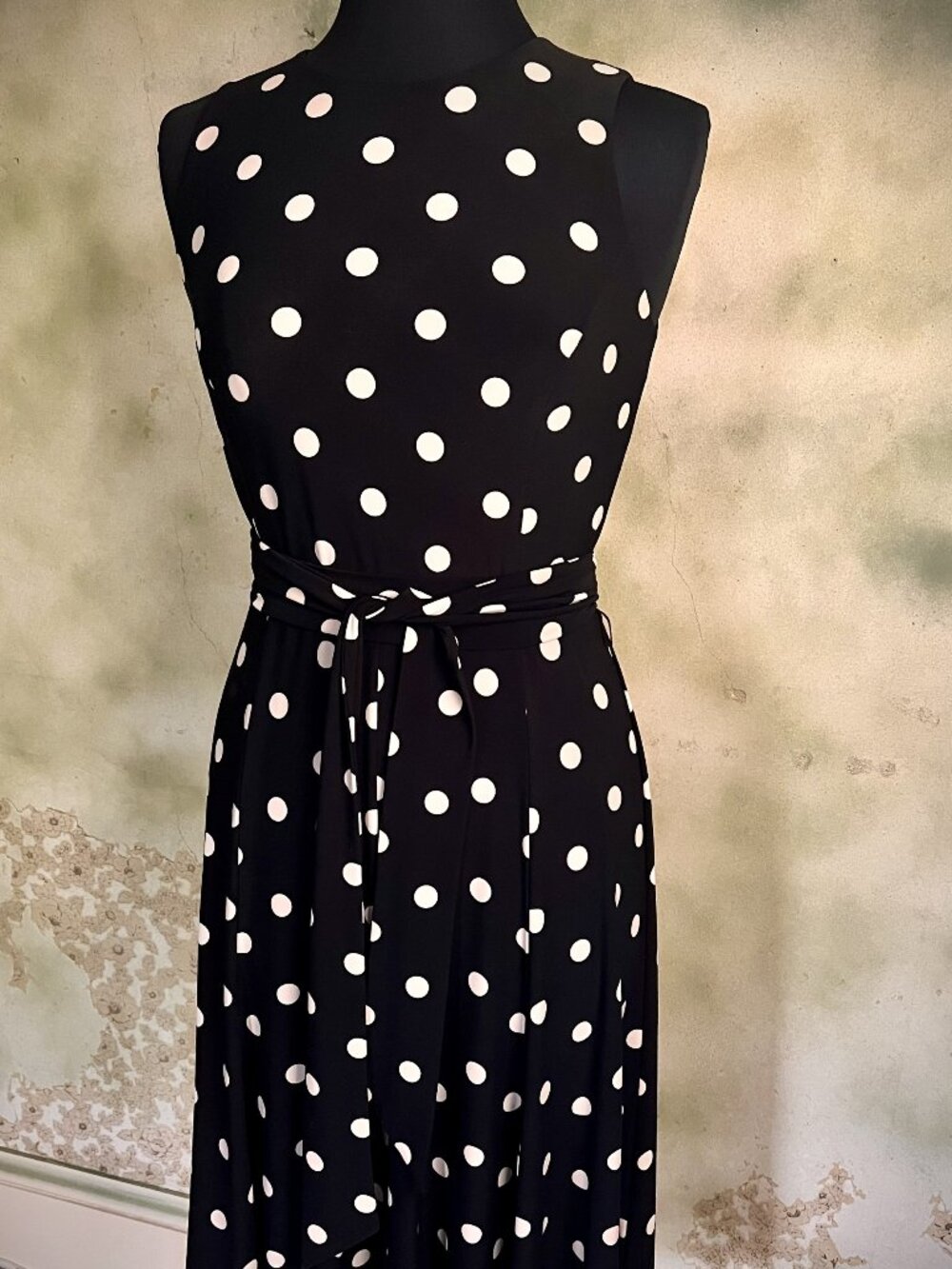 Lauren Ralph Lauren Black & White Polka Dot Fit & Flare Dress Size 4
